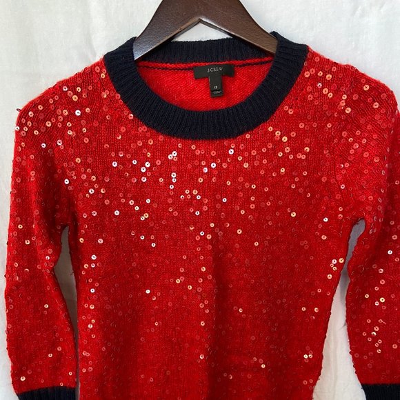 J.Crew red sequin sweater, XS - Picture 2 of 3